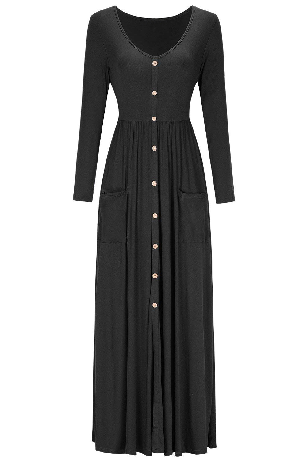 BY610503-2 Hunter  Button Front Pocket Style Casual Long Dress
